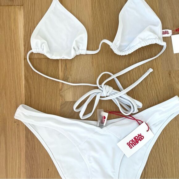 Solid & Striped Alexia High Cut Wrap Tie White Marshmallow Swim Suit Size Large - Picture 5 of 11